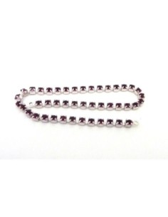 Chainette strass violet foncé avec embout pour attache en métal argenté