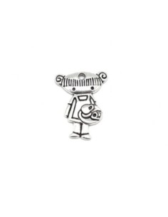 Charm fillette metal argente 