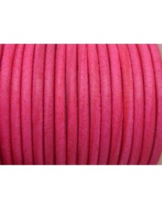 Cordon cuir rose fluo 2